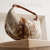 Natural Tan Brown & White Speckled Hair-On Cowhide Leather Shoulder Bag