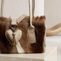 Natural Tan Brown Hair-On Cowhide Leather Tote Bag