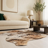 Natural Tan Brown Speckled Cowhide Rug – Handmade Hair-On Cow Skin Area Rug