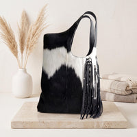 Natural Black & White Hair-On Cowhide Leather Bag
