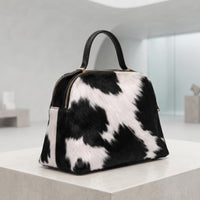 Natural Black & White Hair-On Cowhide Leather Handbag