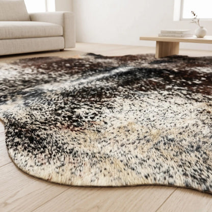 Natural Dark Speckled Black & Brown Cowhide Rug – Handmade Hair-On Area Rug