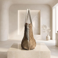 Natural Tan Brown Hair-On Cowhide Leather Tote Bag