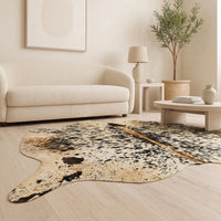 Natural Speckled Tan Brown & White Cowhide Rug – Handmade Hair-On Cow Skin Area Rug