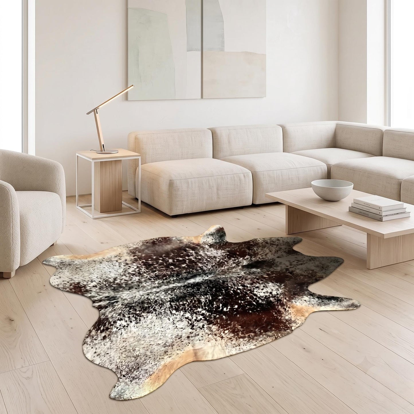 Natural Dark Speckled Black & Brown Cowhide Rug – Handmade Hair-On Area Rug