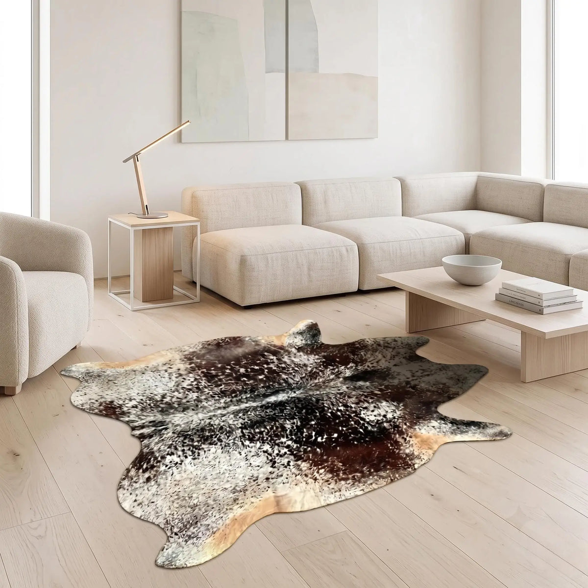 Natural Dark Speckled Black & Brown Cowhide Rug – Handmade Hair-On Area Rug