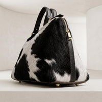 Natural Black & White Hair-On Cowhide Leather Handbag
