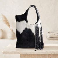 Natural Black & White Hair-On Cowhide Leather Bag