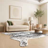 Natural Grey & White Cowhide Rug – Handmade Hair-On Cow Skin Area Rug