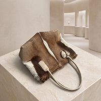Natural Tan Brown Hair-On Cowhide Leather Tote Bag