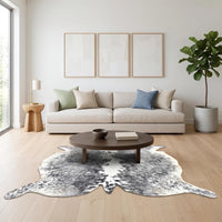 Natural Grey & White Cowhide Rug – Handmade Hair-On Cow Skin Area Rug