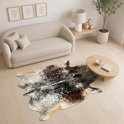 Natural Dark Speckled Black & Brown Cowhide Rug – Handmade Hair-On Area Rug