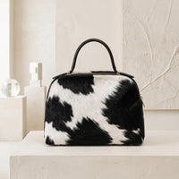 Natural Black & White Hair-On Cowhide Leather Handbag