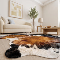 Natural Tricolor Black, Brown & White Cowhide Rug – Handmade Hair-On Cow Skin Area Rug