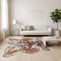 Natural Speckled Tan Brown & White Cowhide Rug