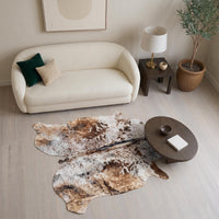 Natural Tan Brown Speckled Cowhide Rug – Handmade Hair-On Cow Skin Area Rug