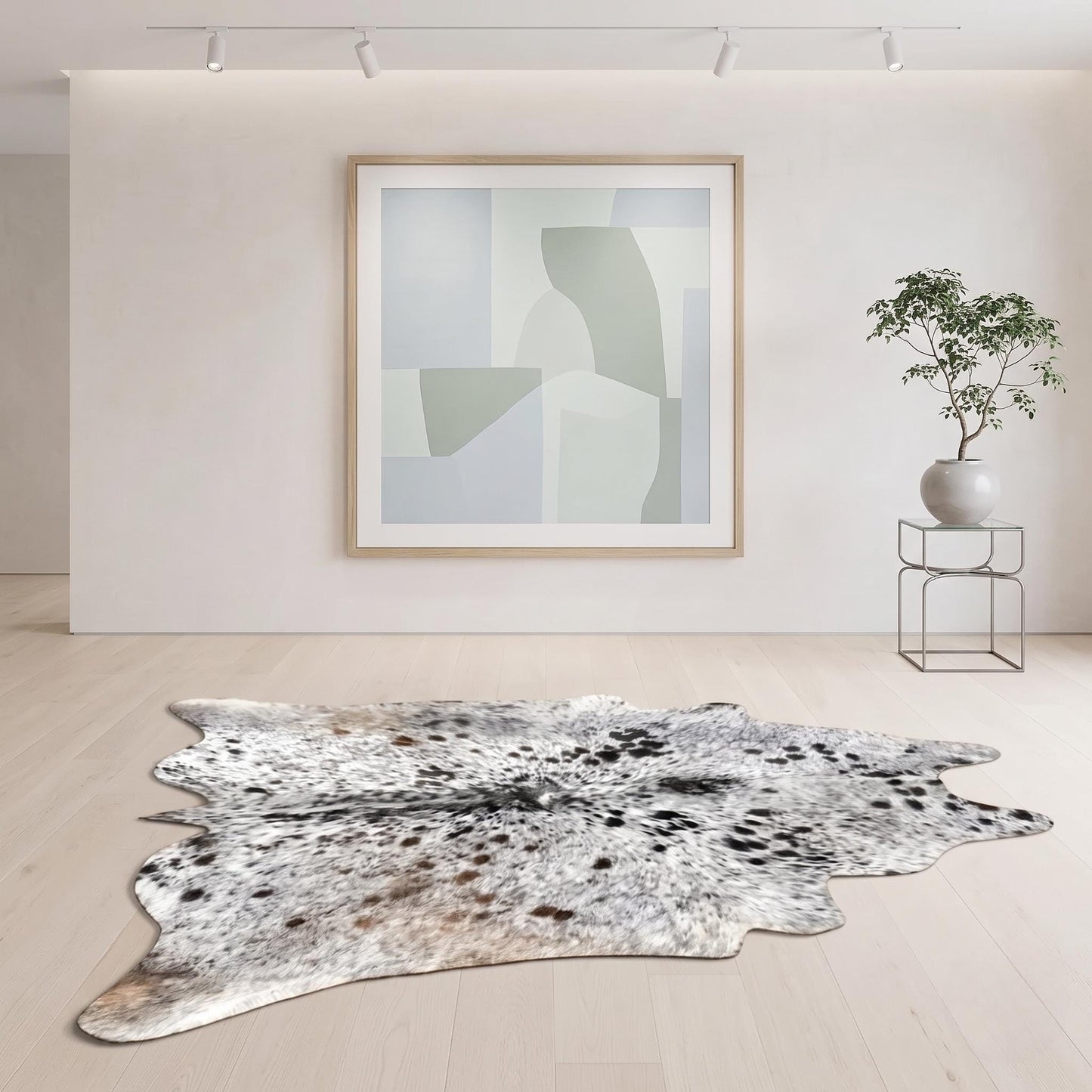 Natural Grey Speckled Cowhide Rug – Handmade Hair-On Cow Skin Area Rug