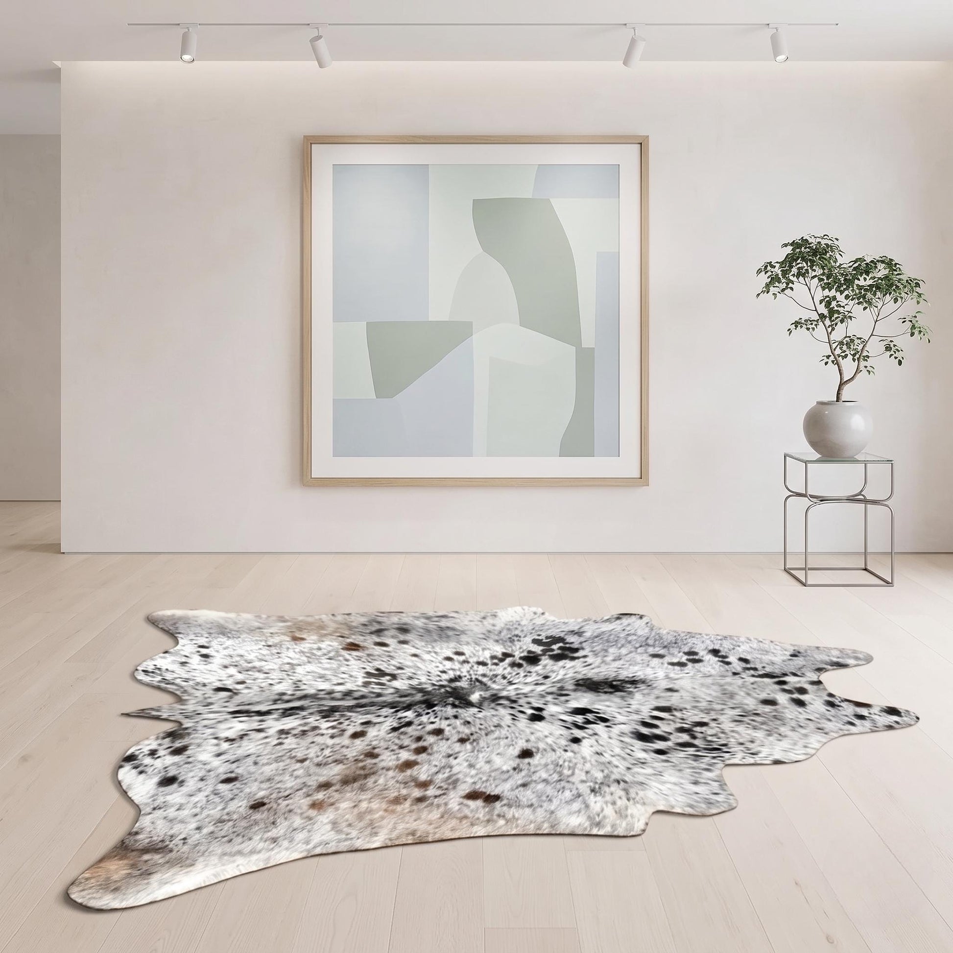 Natural Grey Speckled Cowhide Rug – Handmade Hair-On Cow Skin Area Rug