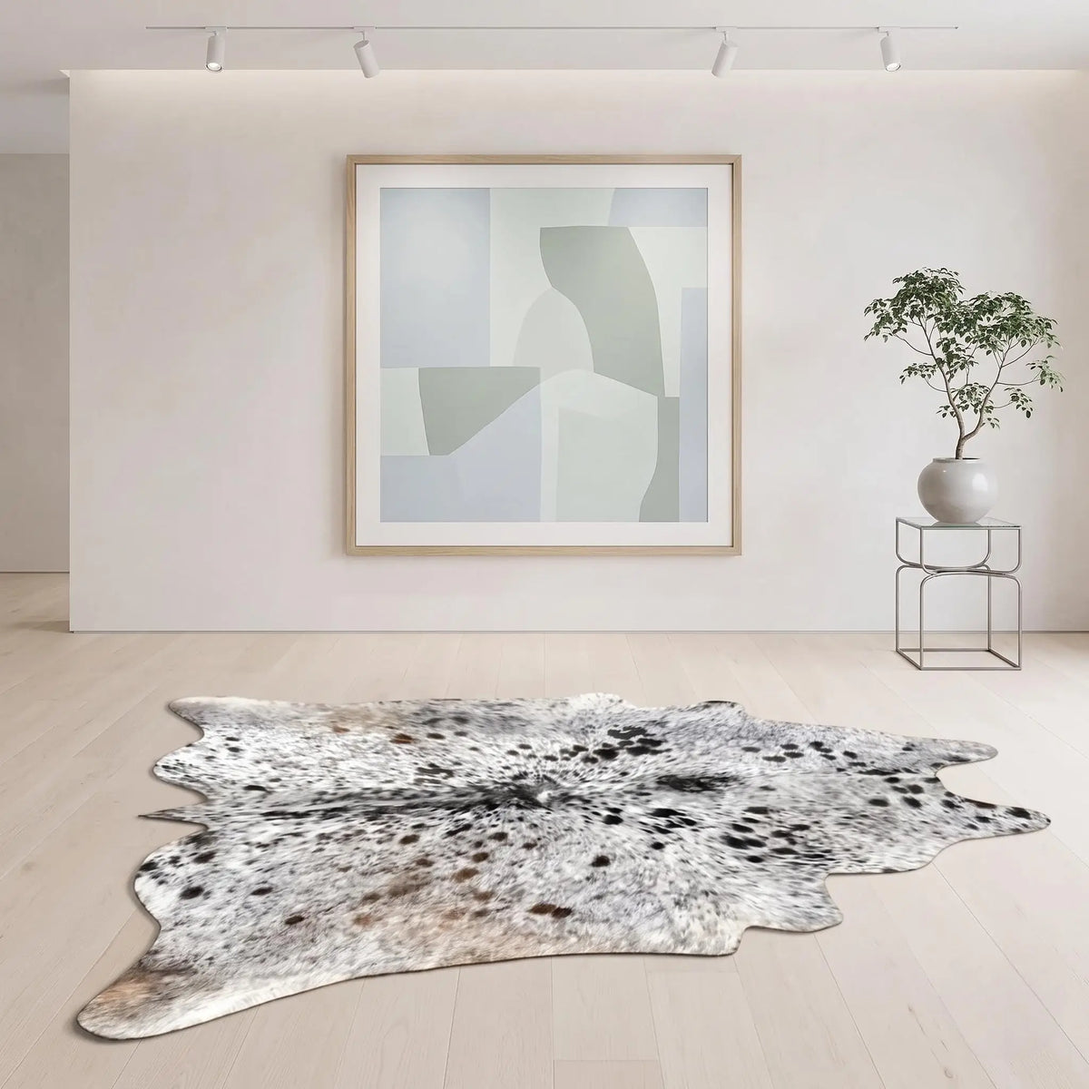 Natural Grey Speckled Cowhide Rug – Handmade Hair-On Cow Skin Area Rug
