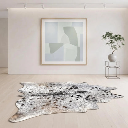 Natural Grey Speckled Cowhide Rug – Handmade Hair-On Cow Skin Area Rug