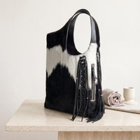 Natural Black & White Hair-On Cowhide Leather Bag