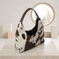 Natural Black & White Hair-On Cowhide Leather Hobo Bag