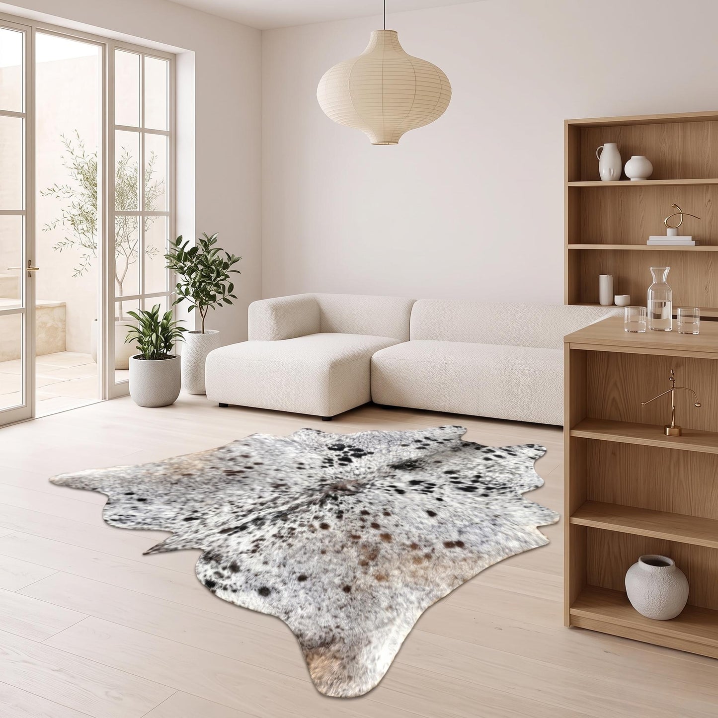 Natural Grey Speckled Cowhide Rug – Handmade Hair-On Cow Skin Area Rug