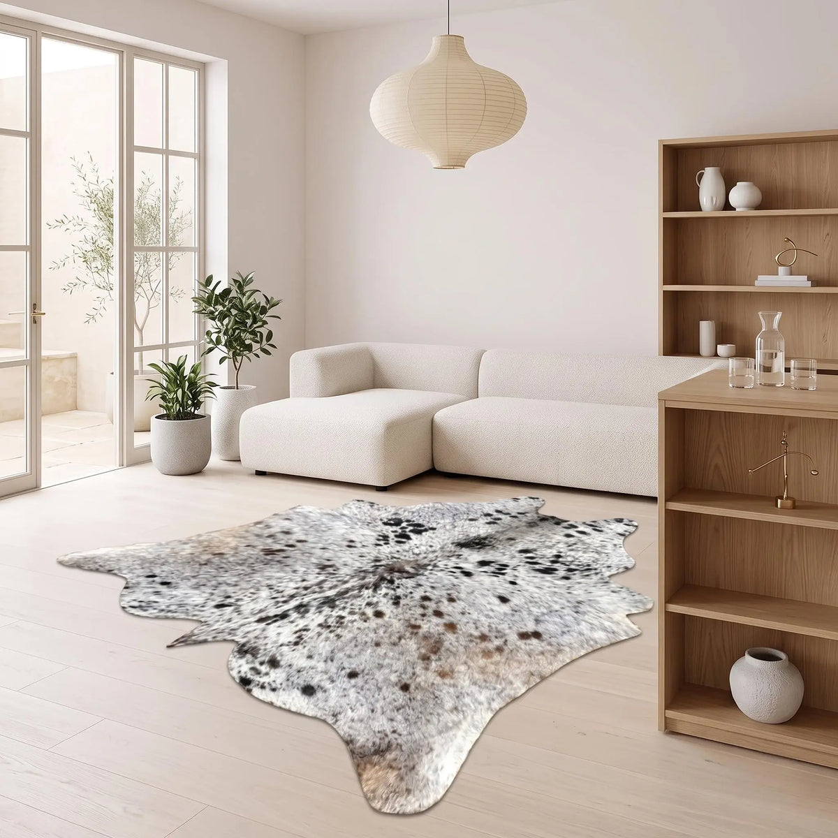 Natural Grey Speckled Cowhide Rug – Handmade Hair-On Cow Skin Area Rug