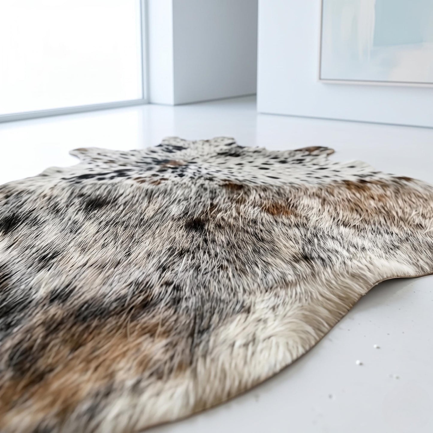 Natural Grey Speckled Cowhide Rug – Handmade Hair-On Cow Skin Area Rug