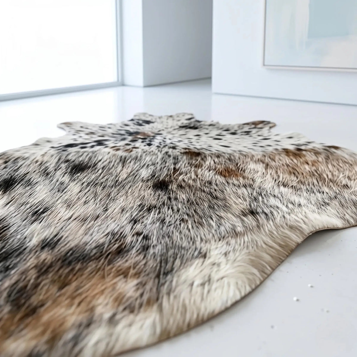 Natural Grey Speckled Cowhide Rug – Handmade Hair-On Cow Skin Area Rug