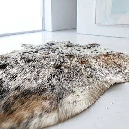 Natural Grey Speckled Cowhide Rug – Handmade Hair-On Cow Skin Area Rug
