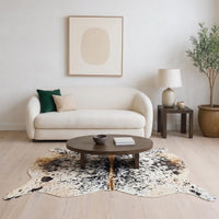 Natural Speckled Tan Brown & White Cowhide Rug – Handmade Hair-On Cow Skin Area Rug