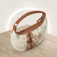 Natural Tan Brown & White Speckled Hair-On Cowhide Leather Shoulder Bag