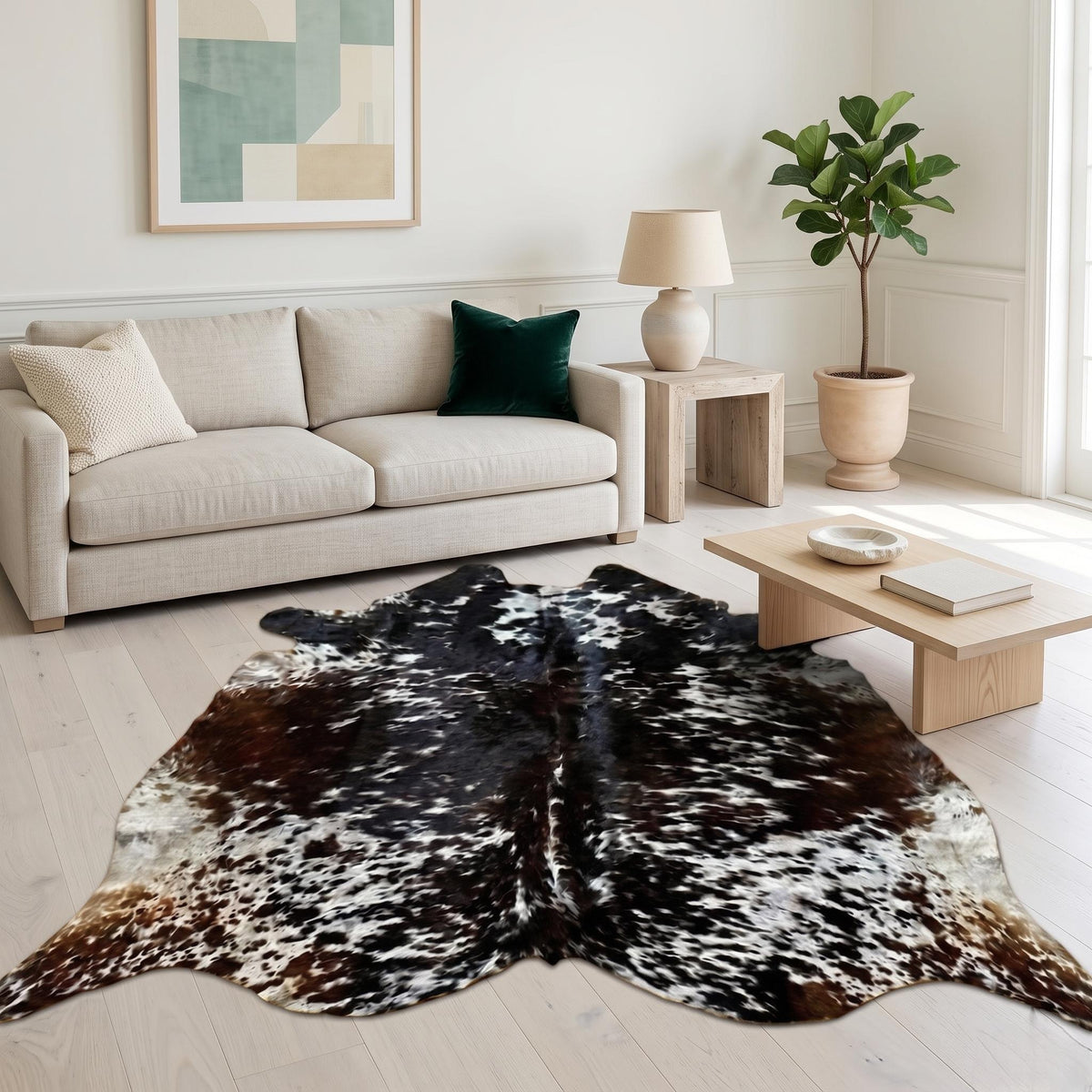 Natural Black & White Speckled Cowhide Rug