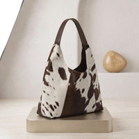 Natural Black & White Hair-On Cowhide Leather Hobo Bag