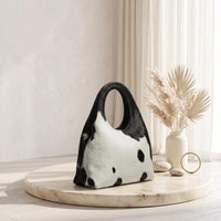 Natural White & Black Spotted Hair-On Cowhide Leather Bag