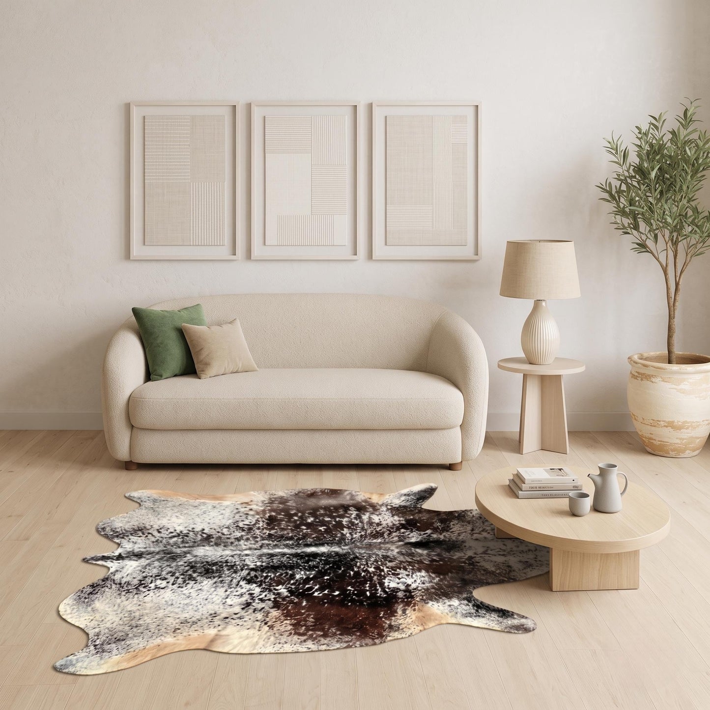 Natural Dark Speckled Black & Brown Cowhide Rug – Handmade Hair-On Area Rug