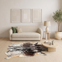 Natural Dark Speckled Black & Brown Cowhide Rug – Handmade Hair-On Area Rug