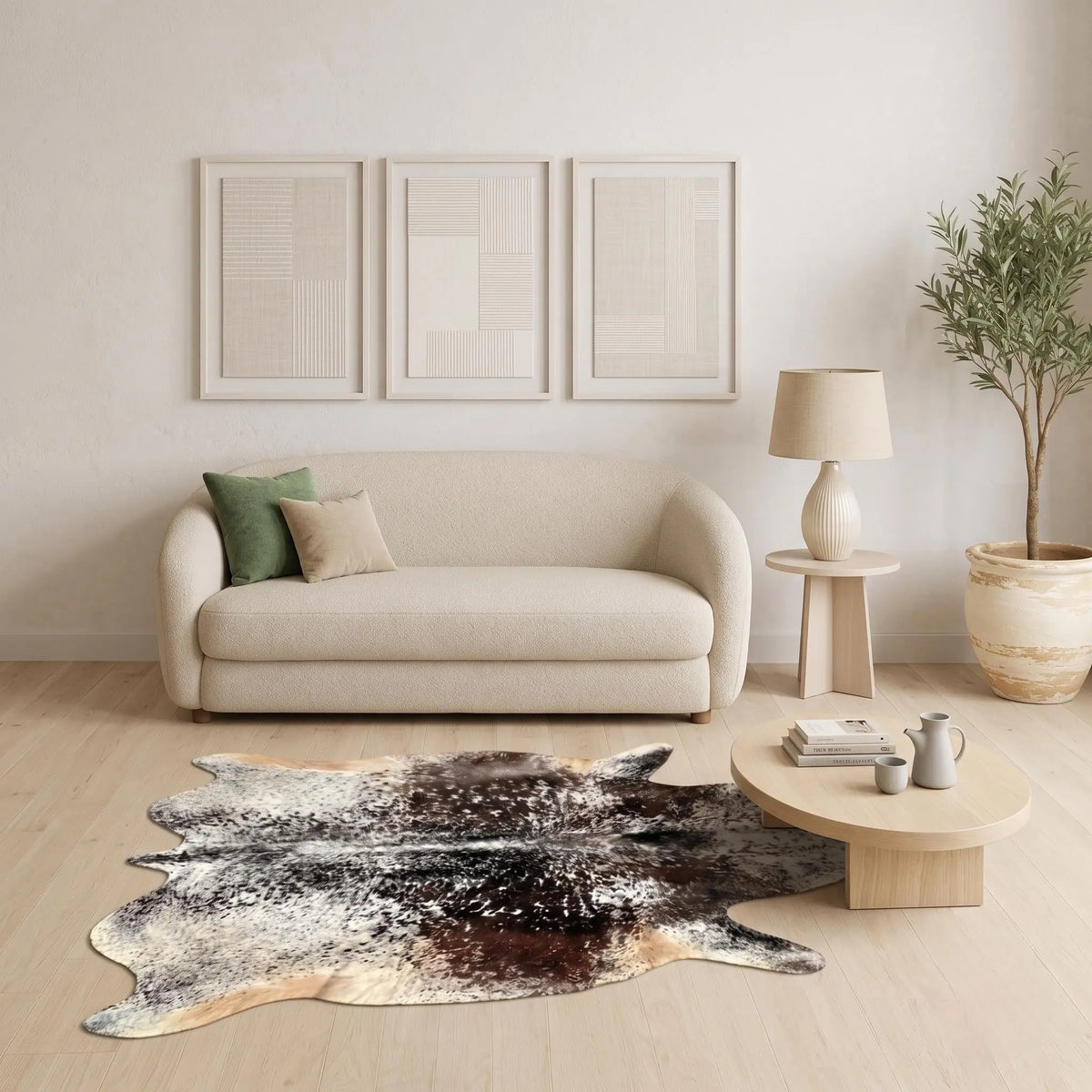 Natural Dark Speckled Black & Brown Cowhide Rug – Handmade Hair-On Area Rug