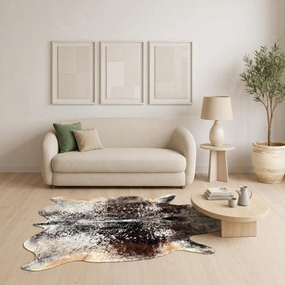 Natural Dark Speckled Black & Brown Cowhide Rug – Handmade Hair-On Area Rug