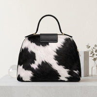 Natural Black & White Hair-On Cowhide Leather Handbag