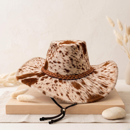 Handmade Cowhide Cowboy Hat | Genuine Hair-on-Hide Western Rodeo Style