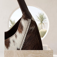 Natural Black & White Hair-On Cowhide Leather Hobo Bag