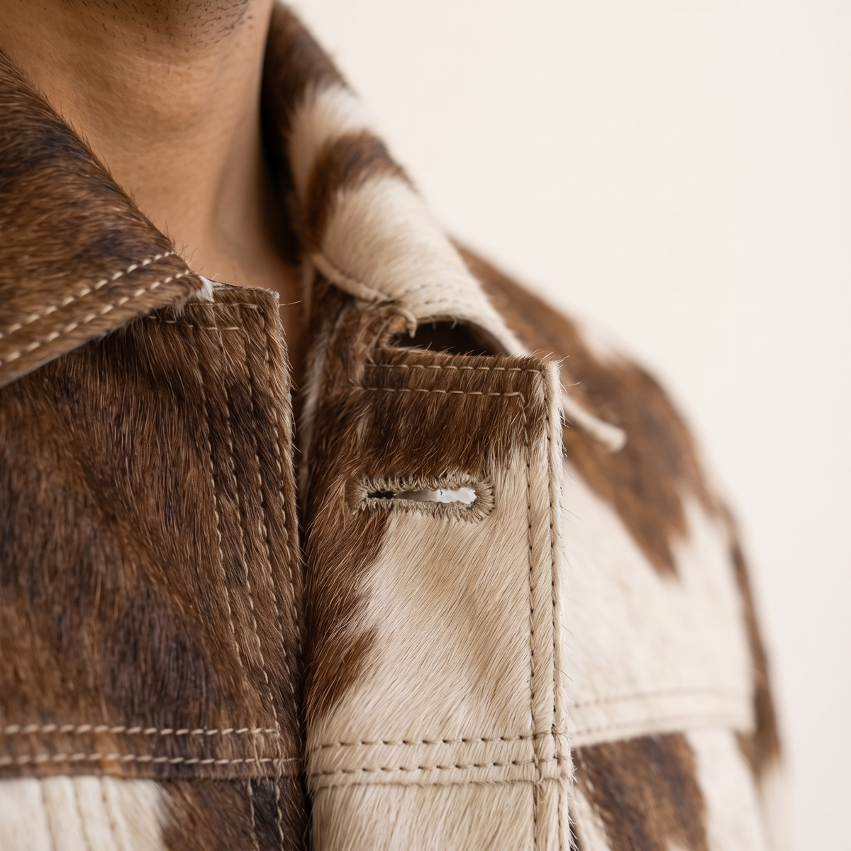 Men’s Brown & White Cow-Print Western Blazer Jacket